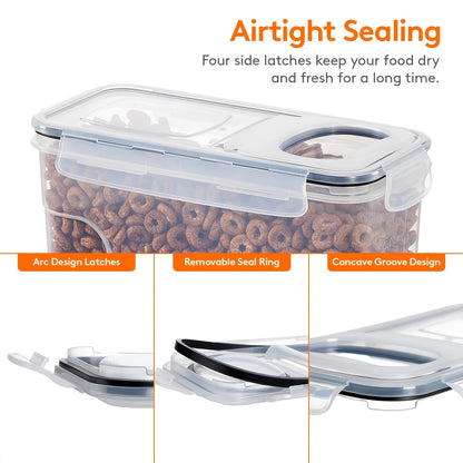 Airtight Food Storage Containers 4pcs 1.06gal Extra Large - BPA-Free Plastic Cereal Containers with Clip Lid for Pantry Organization Bulk Dry Food Sugar Kitchen