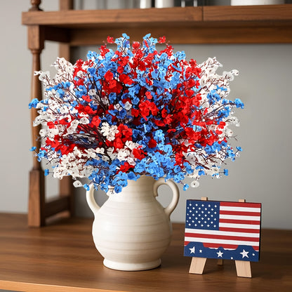 Artificial Baby's Breath Flowers 9pcs – Red White Blue Gypsophila Fake Flowers for Independence Day, Patriotic Party, Home Decor, Tabletop & Seasonal Holiday Floral Arrangements