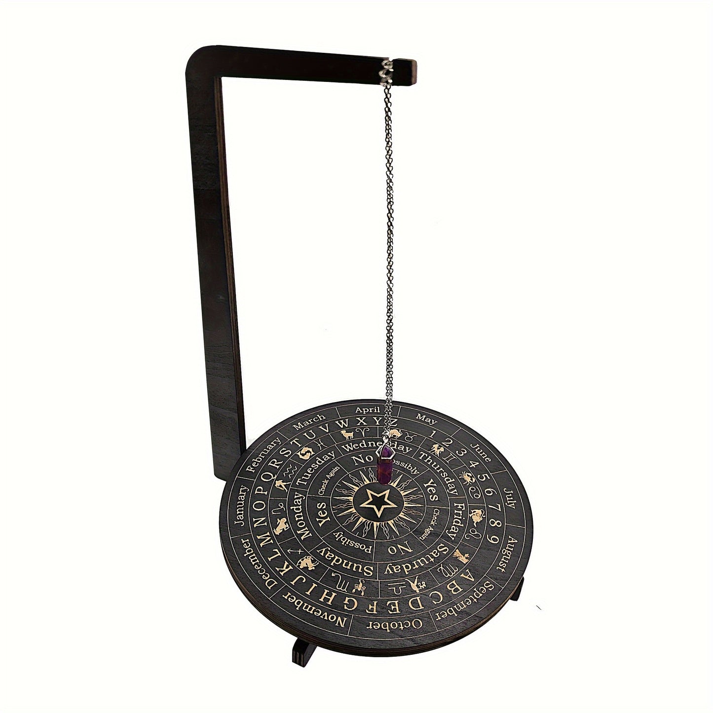 Wooden Pendulum Stand for Divination – Crystal Display Holder, Witchcraft Altar Decor, Meditation Ritual Necklace Organizer & Constellation Moon