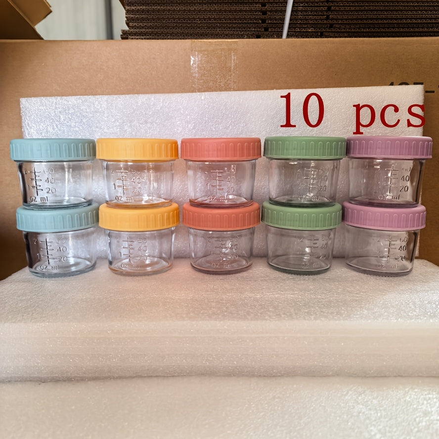 6pcs/10pcs Glass Food Storage Containers - 4oz Youngsters Food Jars with Lids Food Maker Microwave Dishwasher Freezer Safe Pickling Jars for Jelly, Jam, Honey, Spice, Essential Preserver for Home Storage And Gifting, Dessert Cup, Ice Cream Bowl