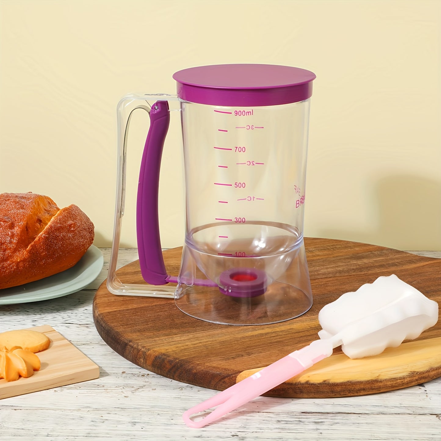 2pcs Pancake Batter Dispenser, Handheld Batter Mixing Separator with Cleaning Brush, Cupcake Batter Dispenser Baking Tool with Squeezing Handle Design, for Cupcake Perfection Baking Tool Accessories, Durable Kitchen Gadget.