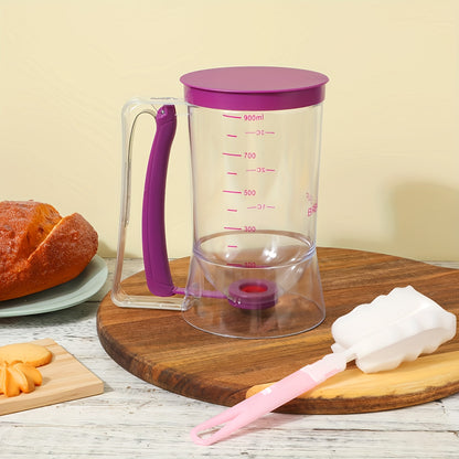 2pcs Pancake Batter Dispenser, Handheld Batter Mixing Separator with Cleaning Brush, Cupcake Batter Dispenser Baking Tool with Squeezing Handle Design, for Cupcake Perfection Baking Tool Accessories, Durable Kitchen Gadget.