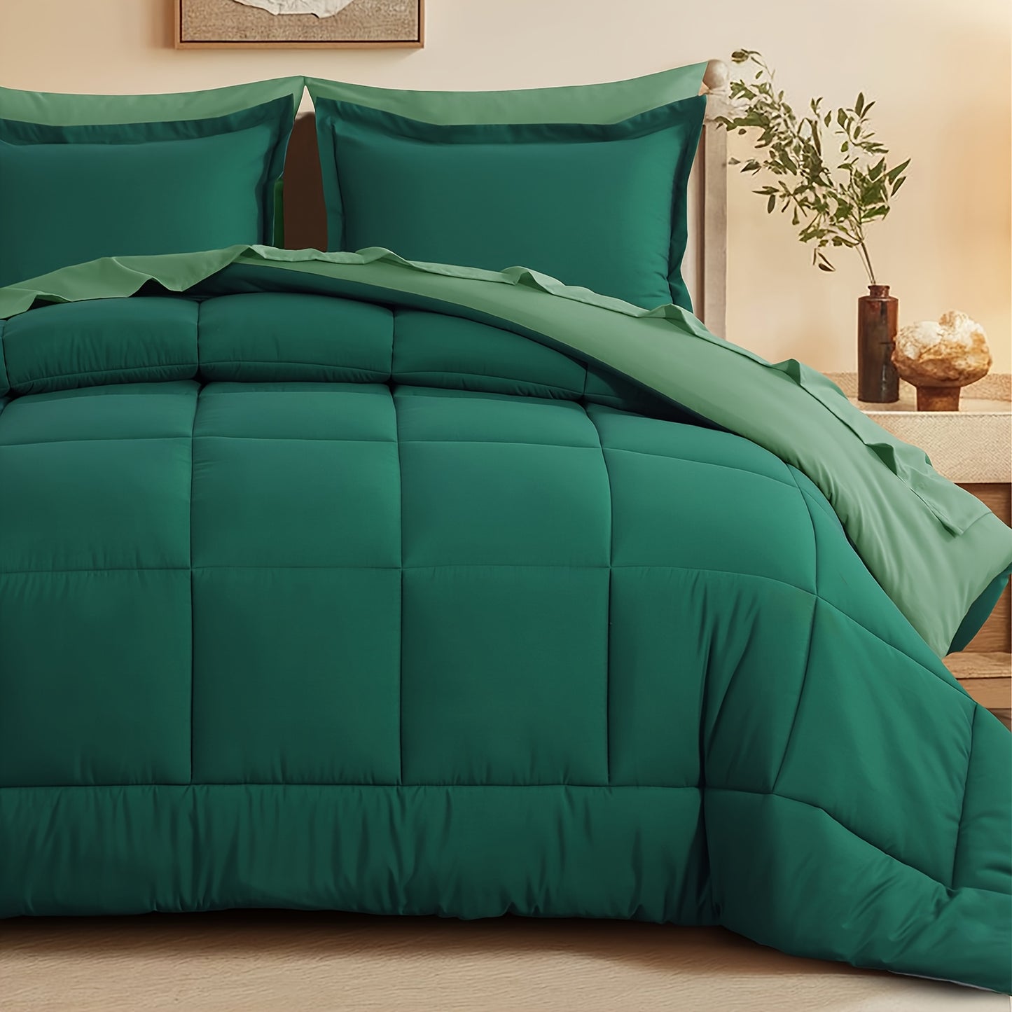 7pcs Comforter Set-Luxury Soft Fluffy Bedding With 1 Comforter, 1 Fitted Sheet, 1 Flat Sheet, And 4 Pillowcases & Pillow Cover-All Season Quilte Set Queen, Hypoallergenic, Breathable, Easy Care, Valentine'S Day Bed In A Bag, Gifts For Her