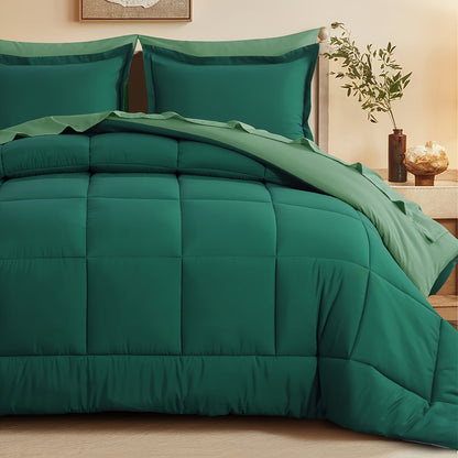 7pcs Comforter Set-Luxury Soft Fluffy Bedding With 1 Comforter, 1 Fitted Sheet, 1 Flat Sheet, And 4 Pillowcases & Pillow Cover-All Season Quilte Set Queen, Hypoallergenic, Breathable, Easy Care, Valentine'S Day Bed In A Bag, Gifts For Her