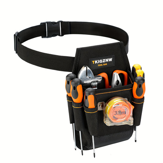 Heavy Duty Tool Bag 7-Pocket PVC Organizer for Mechanics Electricians Multi-Pocket Hand Tool Storage Bag Portable Jobsite Toolbag for Plumbers Contractors DIY