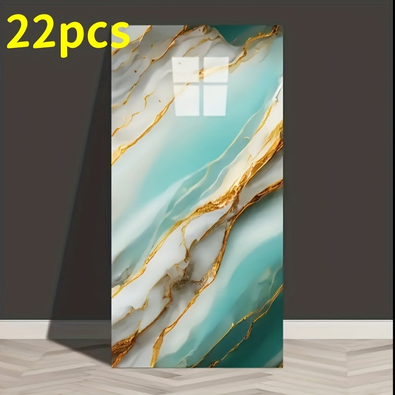 22pcs Self-Adhesive Waterproof PVC Wallpaper Oil-Resistant - Suitable for Kitchen, Bathroom, Living Room, Bedroom Decoration, Peel and Stick Wall Decoration, Splash-Proof Background Wall Sticker, Waterproof an Each Piece Size 11.81 Inch * 23.62 Inch