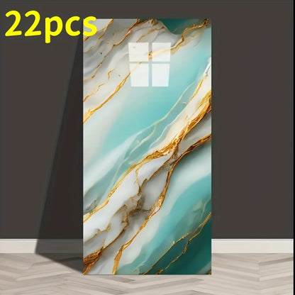 22pcs Self-Adhesive Waterproof PVC Wallpaper Oil-Resistant - Suitable for Kitchen, Bathroom, Living Room, Bedroom Decoration, Peel and Stick Wall Decoration, Splash-Proof Background Wall Sticker, Waterproof an Each Piece Size 11.81 Inch * 23.62 Inch