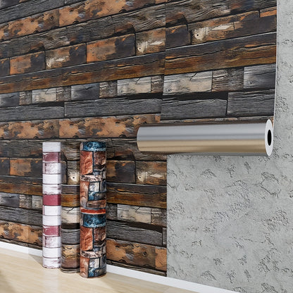 3D Brick Foam Wallpaper Self Adhesive Peel and Stick Wall Panels Waterproof PVC Rustic Brick Pattern Home Bathroom Kitchen Wall Decor Blue Brown Red 17.5in Wide