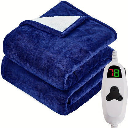 Queen/King Heated Blanket, Electric Heated Blanket, Independent Temperature A/B Zones with Dual Controllers, Heating Bed Blankets with 10 Heating Levels, 1/2/4/6/8 Hours Auto Off, Fast Heating Over, Soft Warm Flannel, Throw/Twin/Full/Queen/King Size