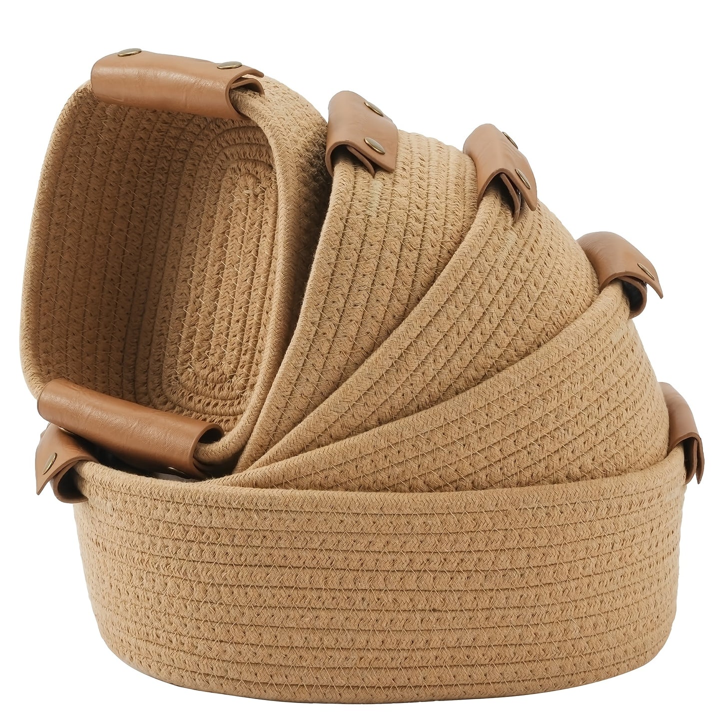 Beautiful Storage Basket Set Of 5 - Sturdy Rope Baskets for Shelves Are Perfect for Organizing Your Home - Quality Storage Bins Easily Fit with Bedroom Decor, Shelf Baskets