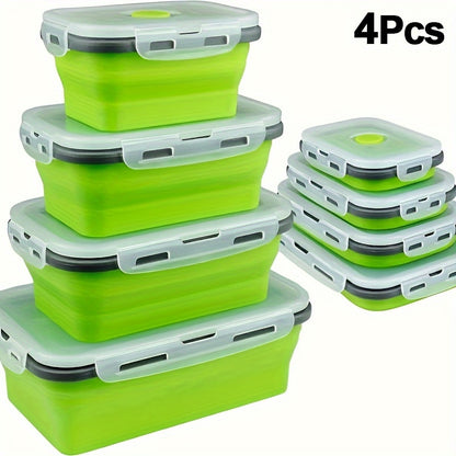 4pcs Foldable Meal Preparation Containers (four Sizes) Sealed, Ventilated, Microwave, Dishwasher, Refrigerator Safe - Perfect for RV Organization, Storage, Lunch, Meal Preparation, And Outdoor Snacks, Holiday Gifts
