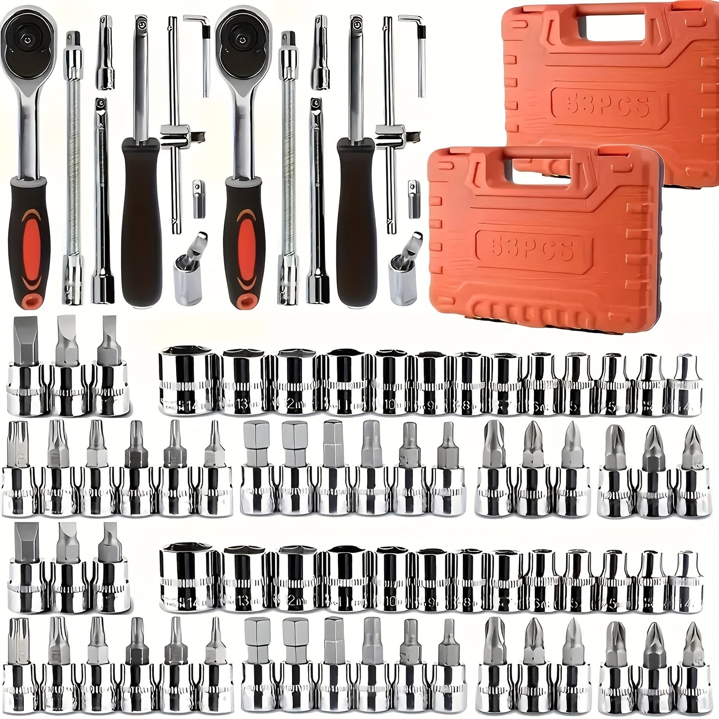 Premium Stainless Steel Repair Tool Kit 55/82/94/121PCS – Complete Automotive & Home Repair Set | Multi-Function Hand Tools | No Charging Required | Easy to Use | Perfect Gift for Men