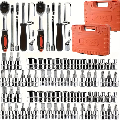 Premium Stainless Steel Repair Tool Kit 55/82/94/121PCS – Complete Automotive & Home Repair Set | Multi-Function Hand Tools | No Charging Required | Easy to Use | Perfect Gift for Men