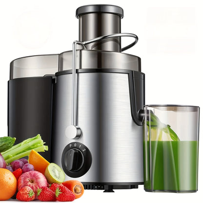 Household Multifunctional Juicer, Food Processor, Blender, Juice Extractor, Fruit Juicer, with Pulp Separation, Can Juice Various Fruits, 3-inch Wide-mouth Juicer Extractor, 3-speed Settings, Easy to Clean, Detachable, High Juice Yield