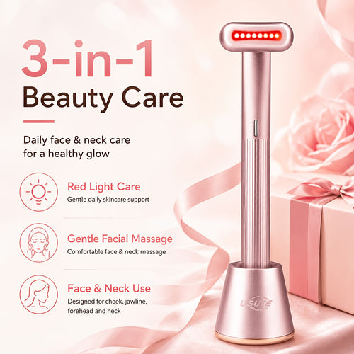 Red Light Therapy Facial Massager - Vibration & Negative Ion Skin Tightening Device for Acne Reduction, Wrinkle Removal & Eye Bag Treatment, Anti-Aging Face Care Beauty Tool for Women & Men