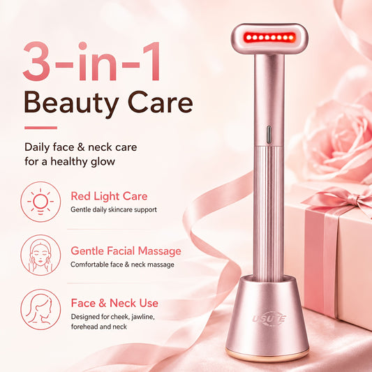 Red Light Therapy Facial Massager - Vibration & Negative Ion Skin Tightening Device for Acne Reduction, Wrinkle Removal & Eye Bag Treatment, Anti-Aging Face Care Beauty Tool for Women & Men