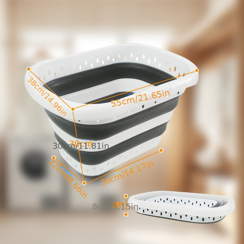 Collapsible 15.85gal Laundry Basket with Handles, Foldable Plastic Laundry Hamper, Space-Saving Washing Basket for Clothes, Towels, Toys - Portable Dirty Clothes Basket for Bathroom, Bedroom, Laundry Room, Laundry Baskets