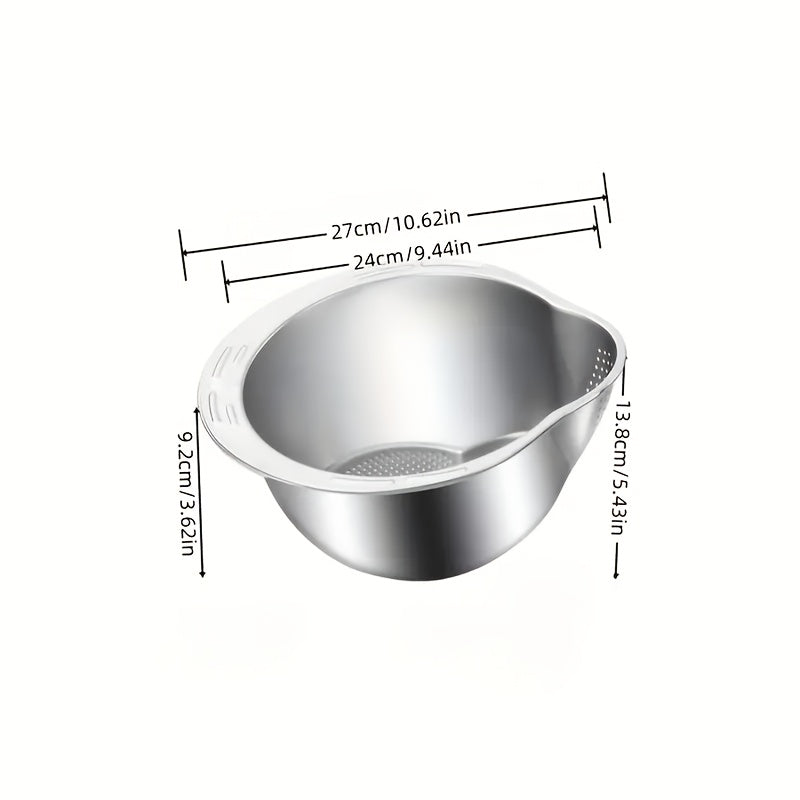 Stainless Steel Multipurpose Kitchen Colander - Ideal for Washing Rice, Fruit Draining And Vegetable Washing - Durable, Food-safe Mesh Screen with Handle for Efficient Water Filtration Of Rice Colande