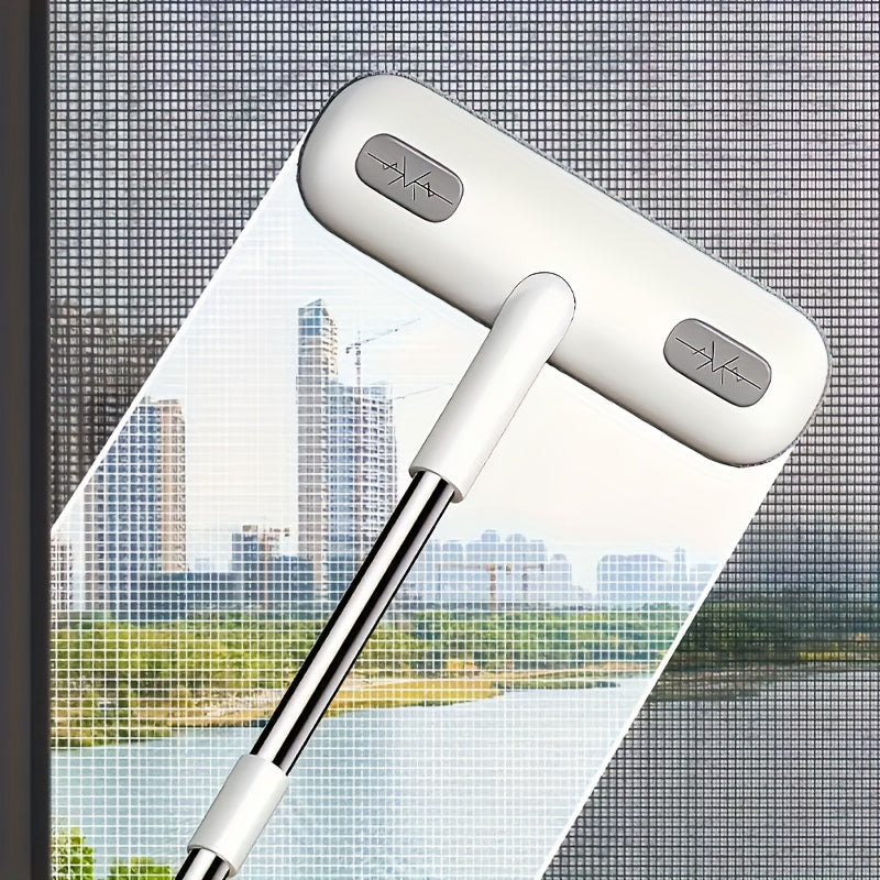 Window Cleaning Brush with Telescopic Handle and Holder - Magic Multi-Surface Door & Window Cleaner Tool, Pet Hair Remover, Household Cleaning Supplies for Home, Car, Glass, Screen & Blinds