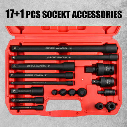 SEKETMAN 15pcs Impact Swivle Socket Set/17+1pc Accessory Set, 3/8" Dr, 8mm-22mm, Impact Universal Socket Set, Cr-mo Steel With Black Phosphate. Professional For Home Repairing And for home