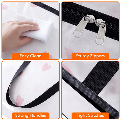4pcs Heavy-Duty Clear Plastic-Like Vinyl Storage Bags with Black Zipper Closure - 10.57gal Large Capacity Foldable Moving & Organizers for Clothes, Bedding, Blankets, Duvets - Garment & Bedspread Containers, Under-Bed Storage