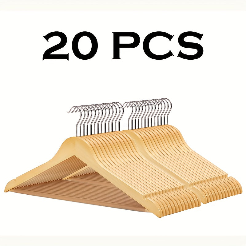 30/20/10 Home Premium Wooden Hangers - Durable & Slim Coat Hanger - Suit Hangers with 360-Degree Rotatable Hook - Wood Hangers with Shoulder Grooves (Natural Color)