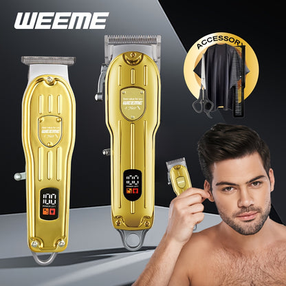 [Father's Day Gift] WEEME 2pcs Electric Hair Cutting And Beauty Combination Men's Professional Hair Clipper Cordless Hair Clipper Rechargeable Trimmer Men's Beard Trimmer Hair Clipper And Hair Clipper Kit.Father's Day Gift For Men