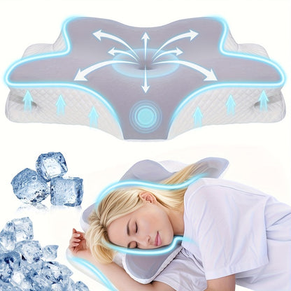 Cervical Neck Pillow for Sleeping – Butterfly-Shaped Ergonomic Memory Foam Pillow, Contour Support for Back & Side Sleepers, Slow Rebound Pressure Relief, Machine-Washable Pillowcase, Multiple Colors & 2-Pack Options