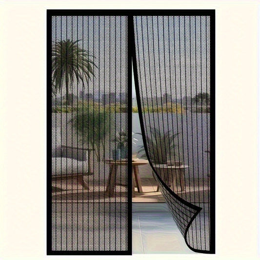 Magnetic Screen Door with Heavy Duty Metal Frame – Self-Closing Mesh Door Curtain, Insect-Proof Bug Screen with Frame Shackle, Easy Install for Indoor & Outdoor Doorways, Pet & Kid Friendly