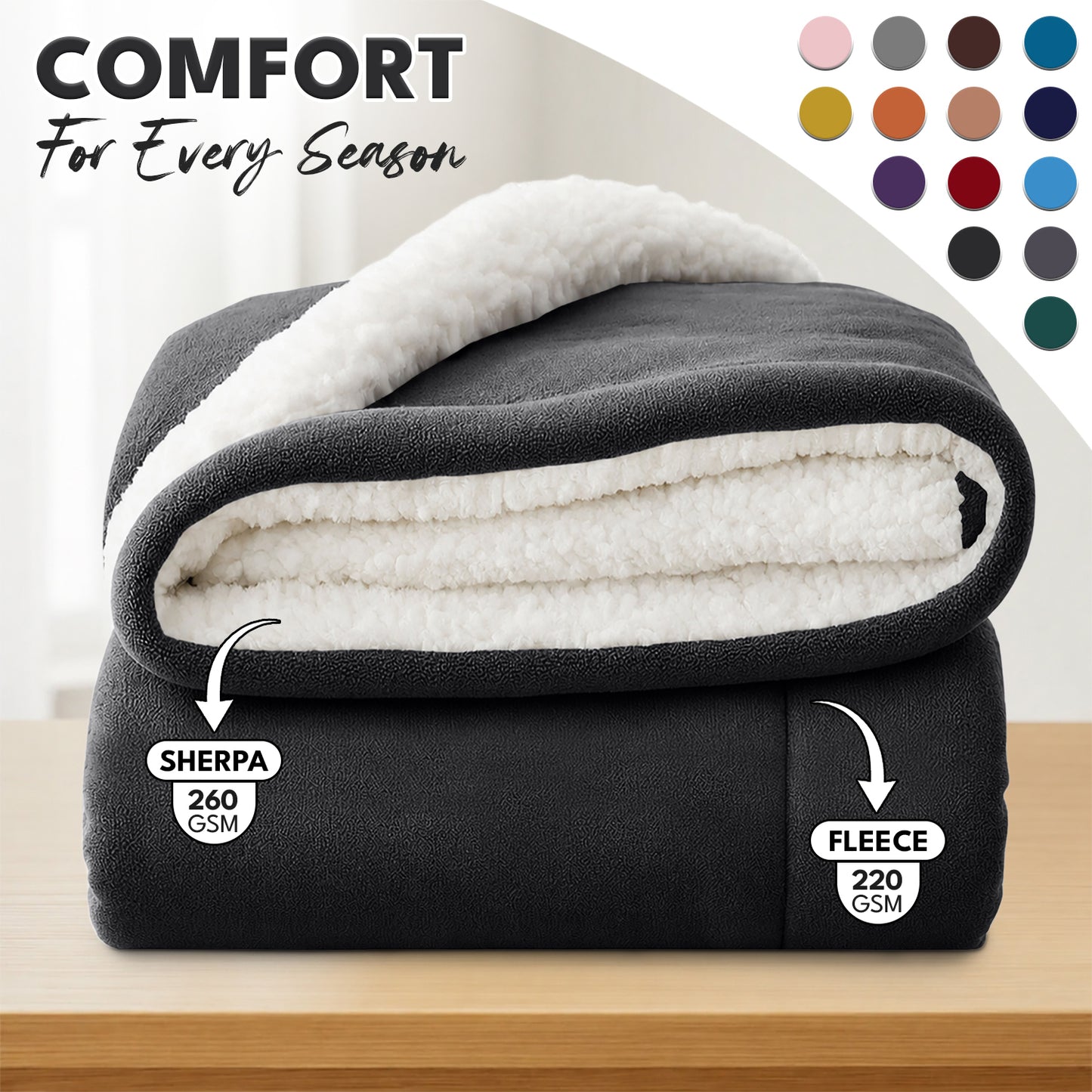 Luxurious Flannel Sherpa Throw Blanket – Ultra Soft & Warm Throw Sherpa Fleece, Comfort & Cozy Blanket for Better Sleep, Perfect for Bedroom & Guest Room Double Layer Thickened Blanket Decor Sofa Bed Blankets