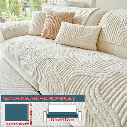 1pc of Plush, Non-Slip Sofa Cover That Is Modern And Luxurious, Pet-Friendly, Breathable, And Stylish for Home Decoration. It Is Appropriate for The Living Room, Bedroom, Or Office, Made from Polyester Fabric, Machine Washable, And Without Any Print