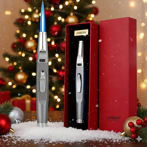 JOBON Deluxe High-Temperature Torch Lighter with Ignition Lock, Gift Box Packaging, Refillable Design, Essential Kitchen Tool for Baking, BBQ, Parties, And More. Ideal Valentine'S Day Gift (Gas Not Included)