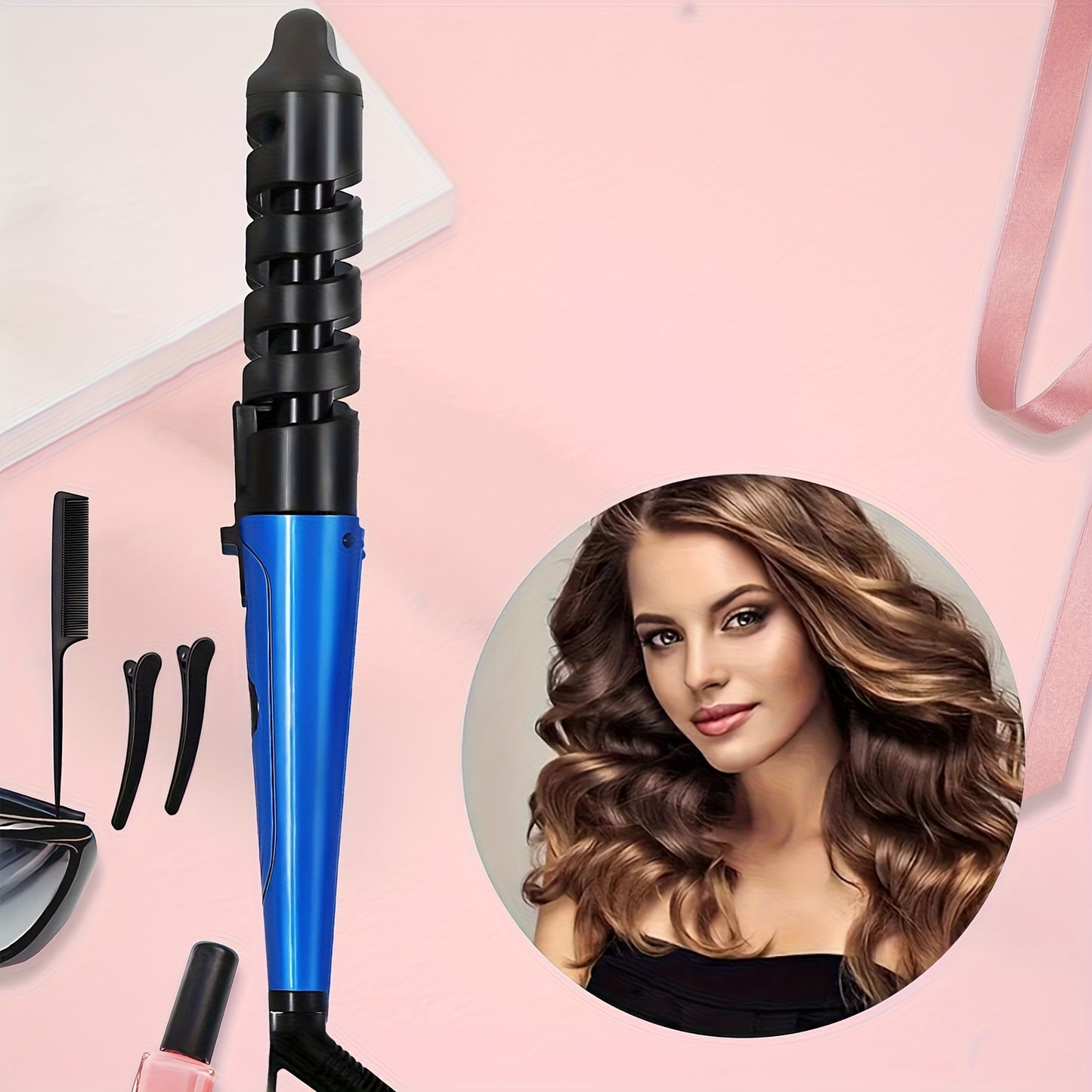 Anti-Tangle and Anti-Scalding Rotary Curler Portable Curler, Automatic Spiral Curler for Women, Fast Heating Curler for Long and Short Hairstyles, Women Gift Birthday Christmas Gift