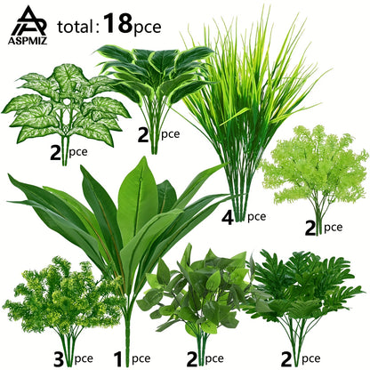 18 Pack UV Protected Artificial Boxwood Stems Faux Greenery Decor