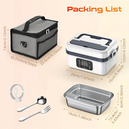 Wireless Insulated Lunch Box - Built-In 8000Mah Battery, 60W Heating Lunch Box 33.81oz Stainless Steel Portable Food Heater, Can Be Used As A Power Bank to Charge Mobile Phones, Suitable for Travel, Cars, Truck Drivers, Office Workers Lunch Box