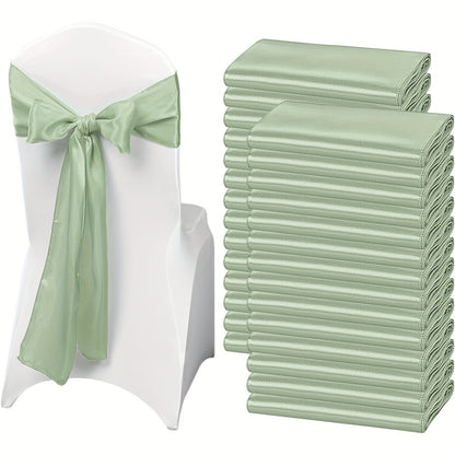 100pcs Satin Chair Sashes Bows for Wedding Banquet Party Event Decoration – 13 Colors, 18×275cm