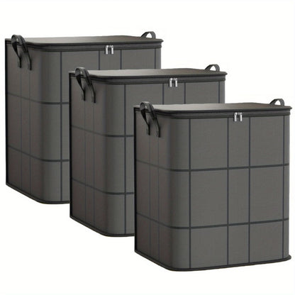 3 Pack Large Clothes Storage Bags, Closet Organizers Storage Containers, Collapsible Storage Bins with Reinforced Handles, Sturdy Zippers, for Clothing, Blanket, Comforters, Under-Bed Storage