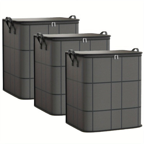 3 Pack Large Clothes Storage Bags, Closet Organizers Storage Containers, Collapsible Storage Bins with Reinforced Handles, Sturdy Zippers, for Clothing, Blanket, Comforters, Under-Bed Storage