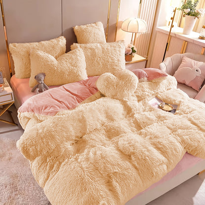 4pcs Autumn And Winter Soft Warm Fluffy Bedding Set Comforter Set(Duvet Cover with Pillowcases), Ideal for Cozy Comfort(QUEEN, KING SIZE) | NO Quilt