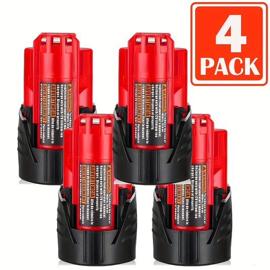4-Pack Milwaukee M12 12V 3.0Ah Replacement Battery 48-11-2420