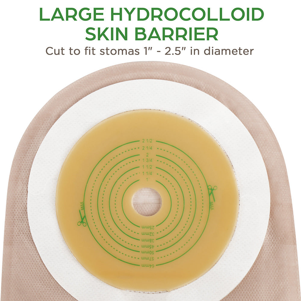Colostomy Bags One-Piece Drainable Ostomy Pouch Cut-to-Fit Stoma Bags for Adults Odor-Proof Leak-Proof Ostomy Supplies Comfortable Wear Skin-Friendly Adhesive Flange 20 Pack Value Set