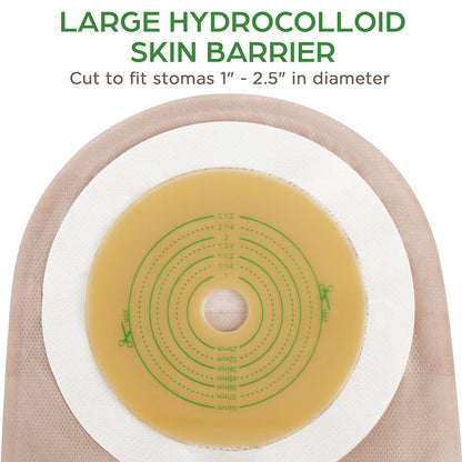 Colostomy Bags One-Piece Drainable Ostomy Pouch Cut-to-Fit Stoma Bags for Adults Odor-Proof Leak-Proof Ostomy Supplies Comfortable Wear Skin-Friendly Adhesive Flange 20 Pack Value Set