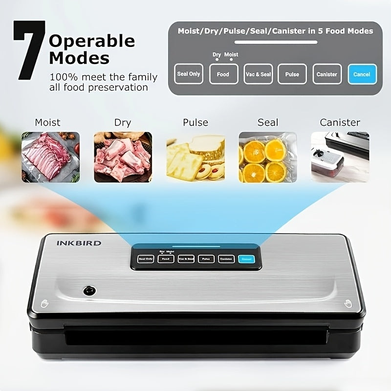 1pc 85 KPa for food Vacuum Sealer | Kitchen Essentials | 10-in-1 With Bag Storage And Cutter For Food Vacuum Sealing With 5 for food Modes For Moist/Dry/Canning, Father'S Day Gift, Independence Day Gift