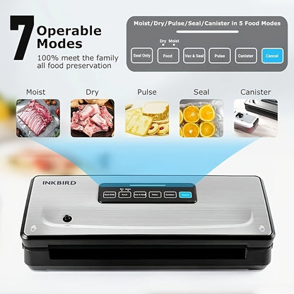 1pc 85 KPa for food Vacuum Sealer | Kitchen Essentials | 10-in-1 With Bag Storage And Cutter For Food Vacuum Sealing With 5 for food Modes For Moist/Dry/Canning, Father'S Day Gift, Independence Day Gift