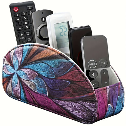 Remote Control Holder with 5 Compartments, Faux Leather Multifunctional Desktop Storage Box/Remote Organizer Caddy/Pen Case/Home Storage Container for Remote Controls, Pens, Eyeglasses, Makeup Brushes, Office Stationery, etc. Home Decor and Accessories, S