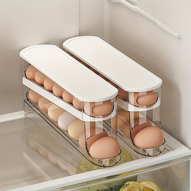 Double-layer Rolling Egg Dispenser - Automatic Space-saving Refrigerator and Cabinet Storage, Keeping Eggs Fresh, Perfect for Kitchen Finishing