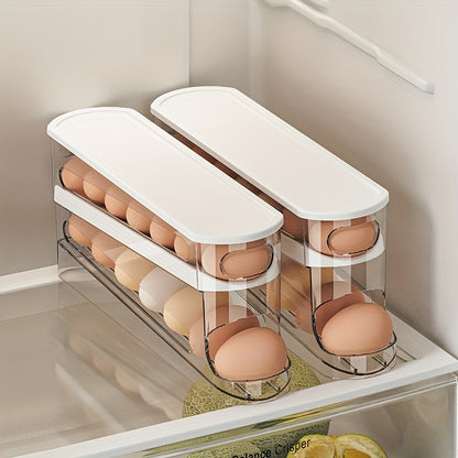 Double-layer Rolling Egg Dispenser - Automatic Space-saving Refrigerator and Cabinet Storage, Keeping Eggs Fresh, Perfect for Kitchen Finishing