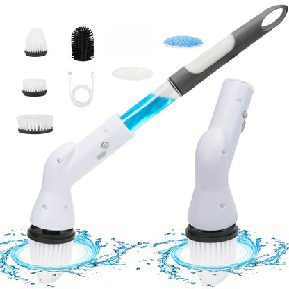 1pc/2pcs Electric Spin Scrubber - Cordless Rechargeable & Adjustable with 6 Brushes - All-Purpose Cleaning Powerhouse for Bathroom Kitchen Tile Shower & Car - High-Performance -Time-Saving Solution