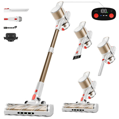 Vertical Vacuum Cleaner 55-70Kpa 3-Speed Adjustment with LED Floor Brush & Detachable Battery - 45 Min Runtime, Lightweight Handheld for Pet Hair, Carpet & Hard Floors, 7 Colors Available