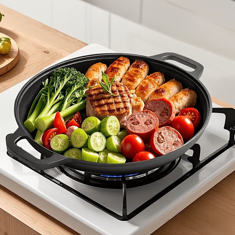 Pre-Seasoned Cast Iron Skillet | 11.02 Inch Round Grill Pan with Dual Large Loop Handles, Durable And Even-Heating, Suitable for Oven, Stovetop, Grill Or Campfires, Ideal for Pizza Lovers, Kitchen Gadget